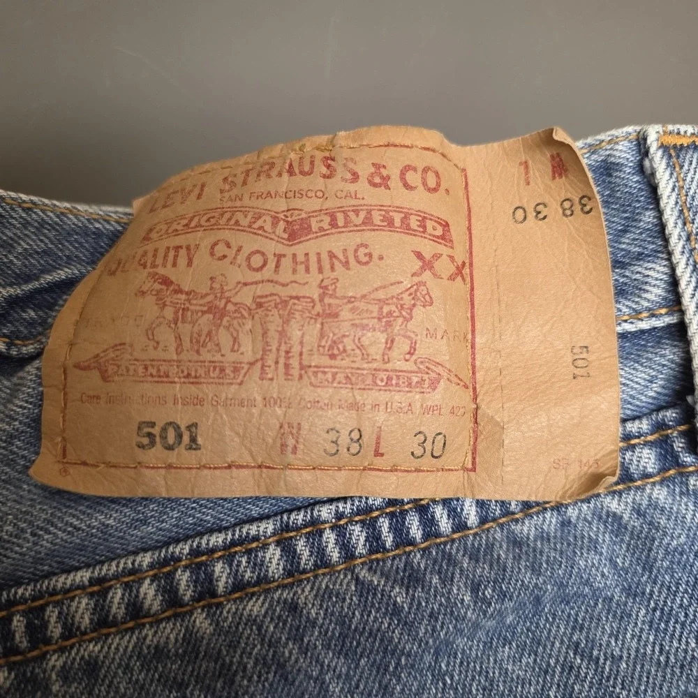 VTG Y2K Levis 501 Jeans Mens 38x30 Blue Denim Straight Button Fly Grunge